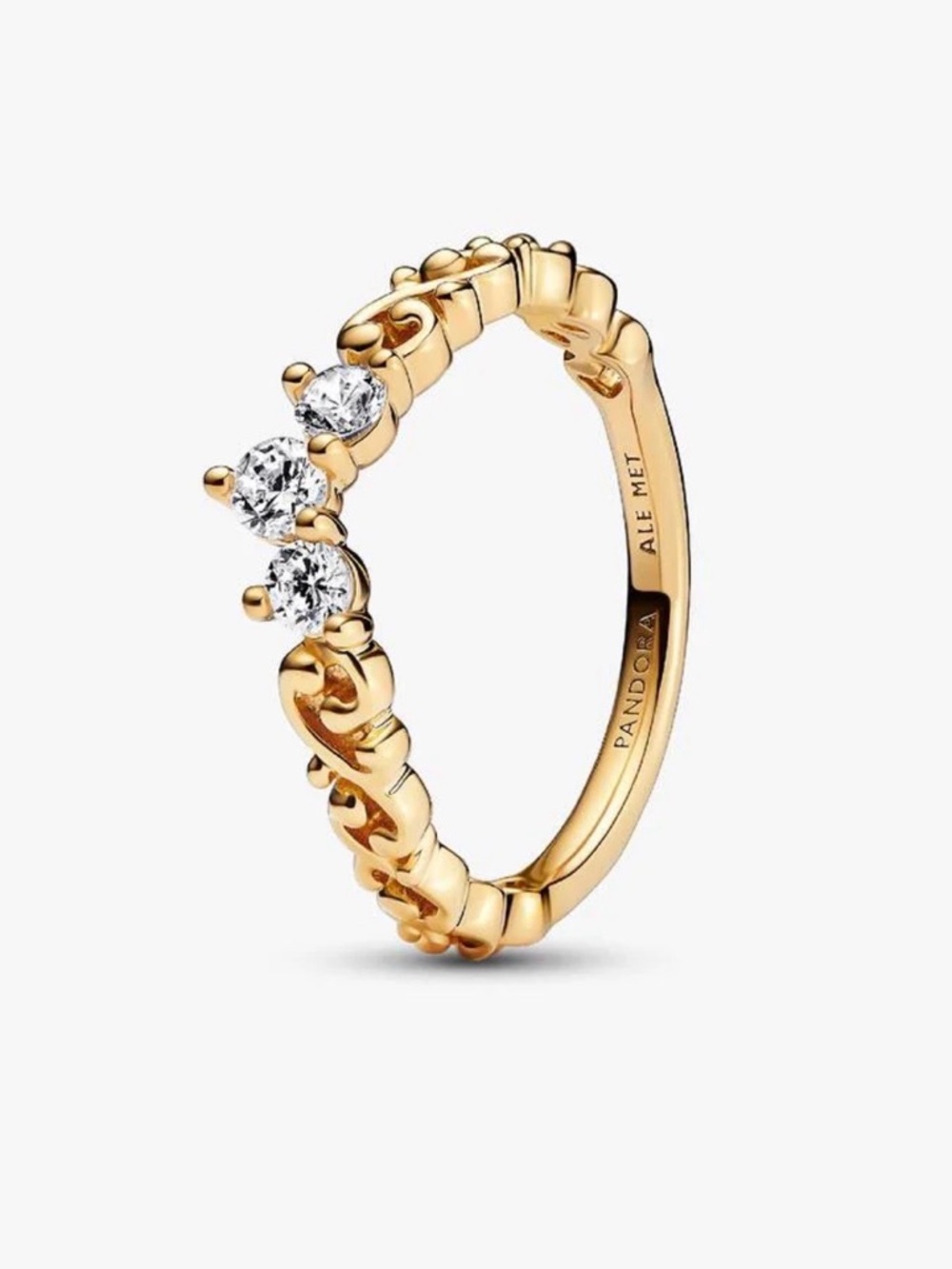 Regal Swirl Tiara Ring 14k gold plating - size 7.5/56